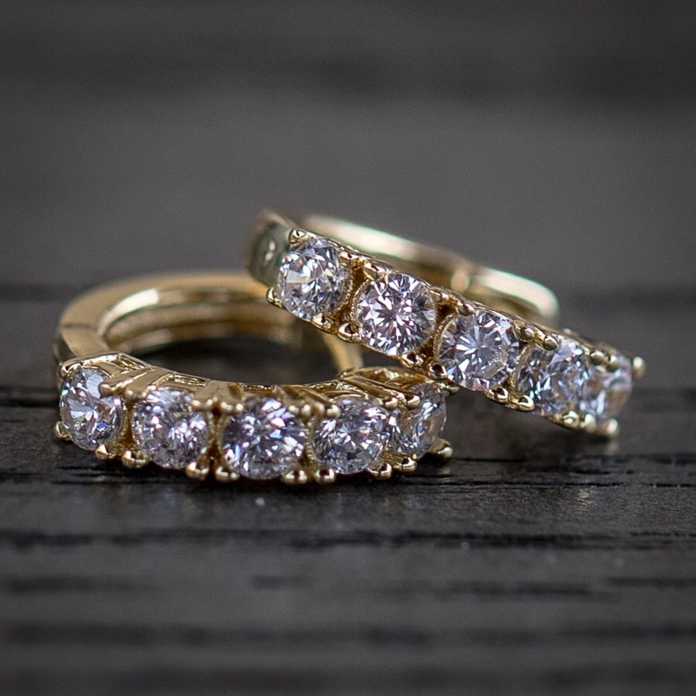 14k Gold Diamond Hoop Earrings